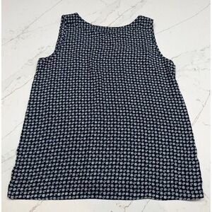LOFT Petite Navy Floral Print Sleeveless Button Back Top Women's Size M